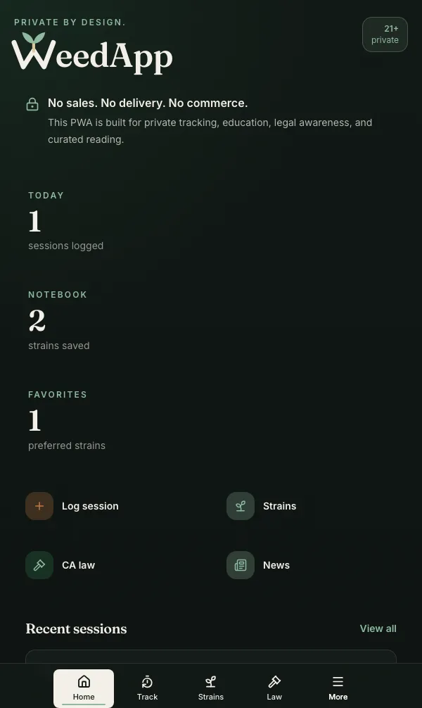 weedapp on a phone
